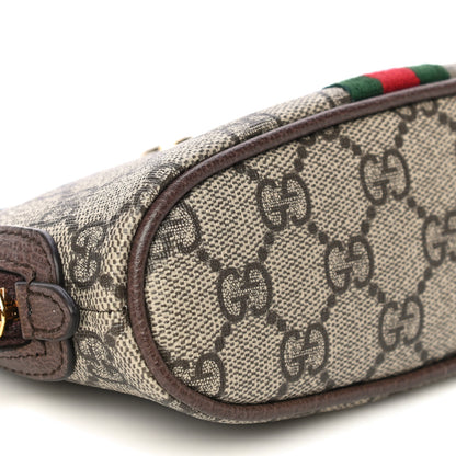 Gucci GG Supreme Monogram Textured Calfskin Web Medium Ophidia Cosmetic Case Beige Ebony New Acero 9 of 11