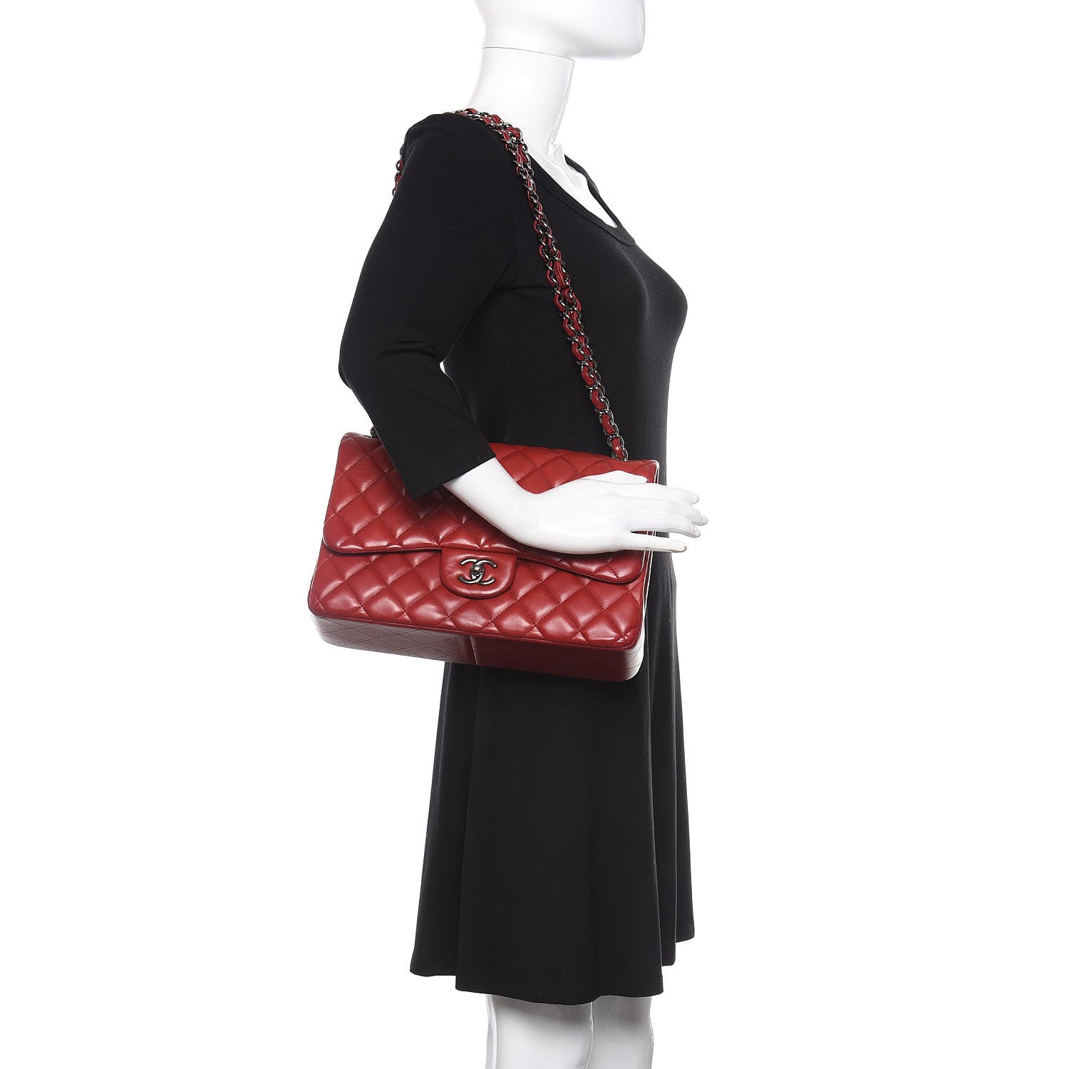 Chanel Lambskin Quilted Jumbo Double Flap Red 2 of 13