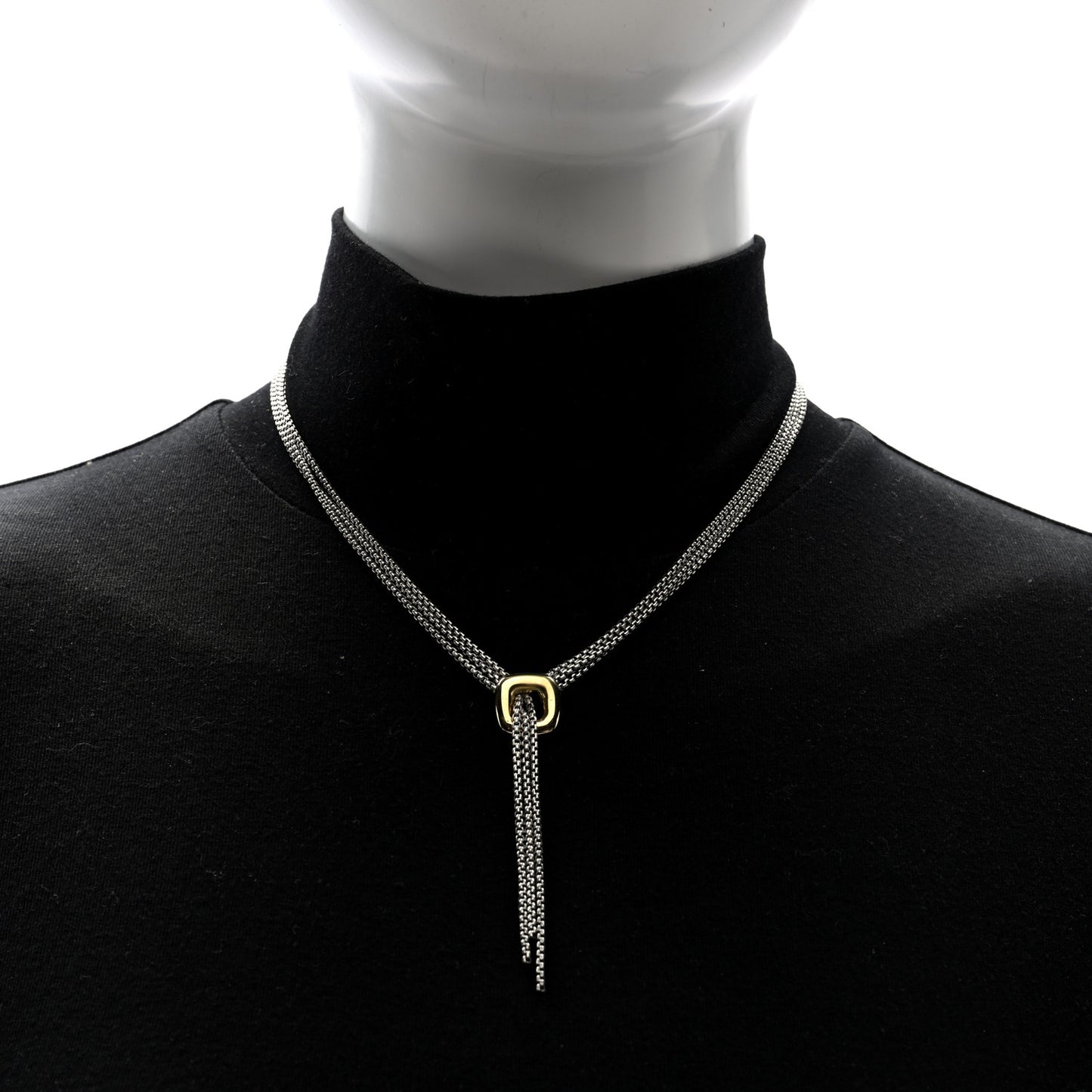 Sterling Silver 18K Yellow Gold Lariat Waterfall Necklace