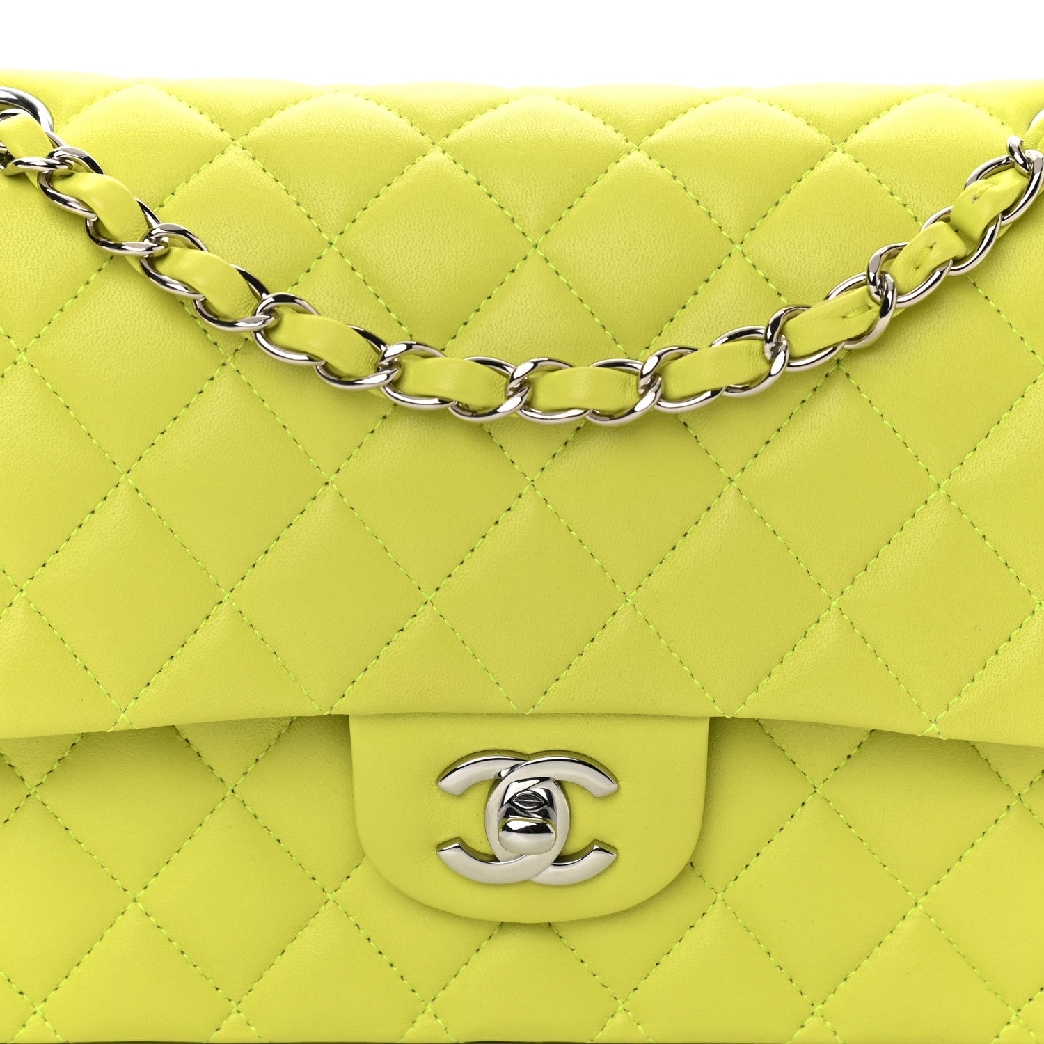 Chanel Lambskin Quilted Medium Double Flap Yellow 7 of 12