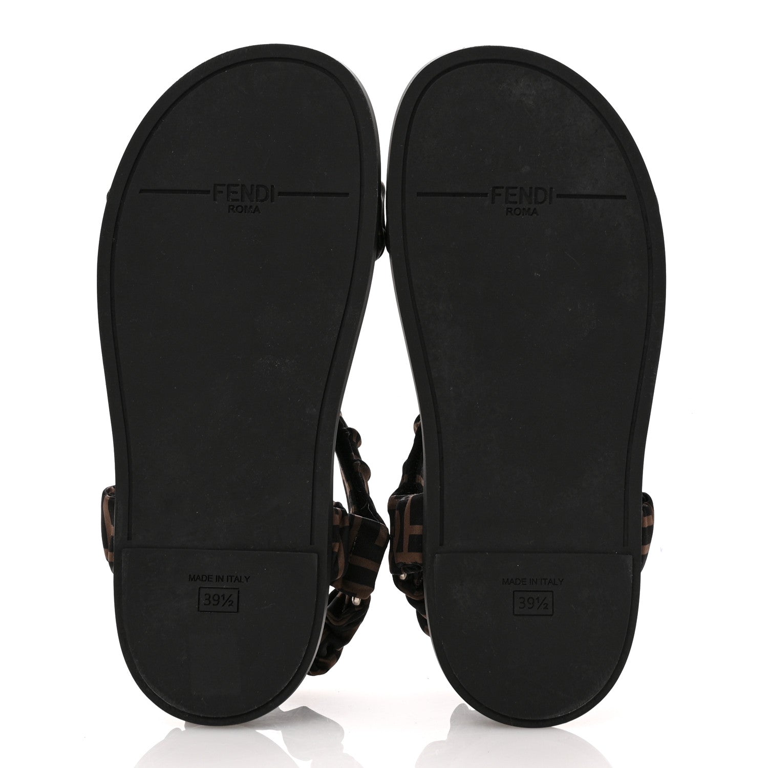 Fendi Satin FF Ruched Sandals 39.5 Tobacco Black 6 of 9