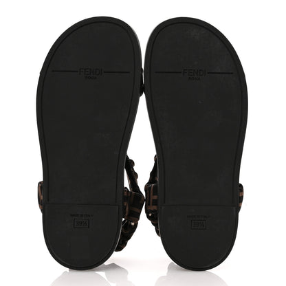 Fendi Satin FF Ruched Sandals 39.5 Tobacco Black 6 of 9
