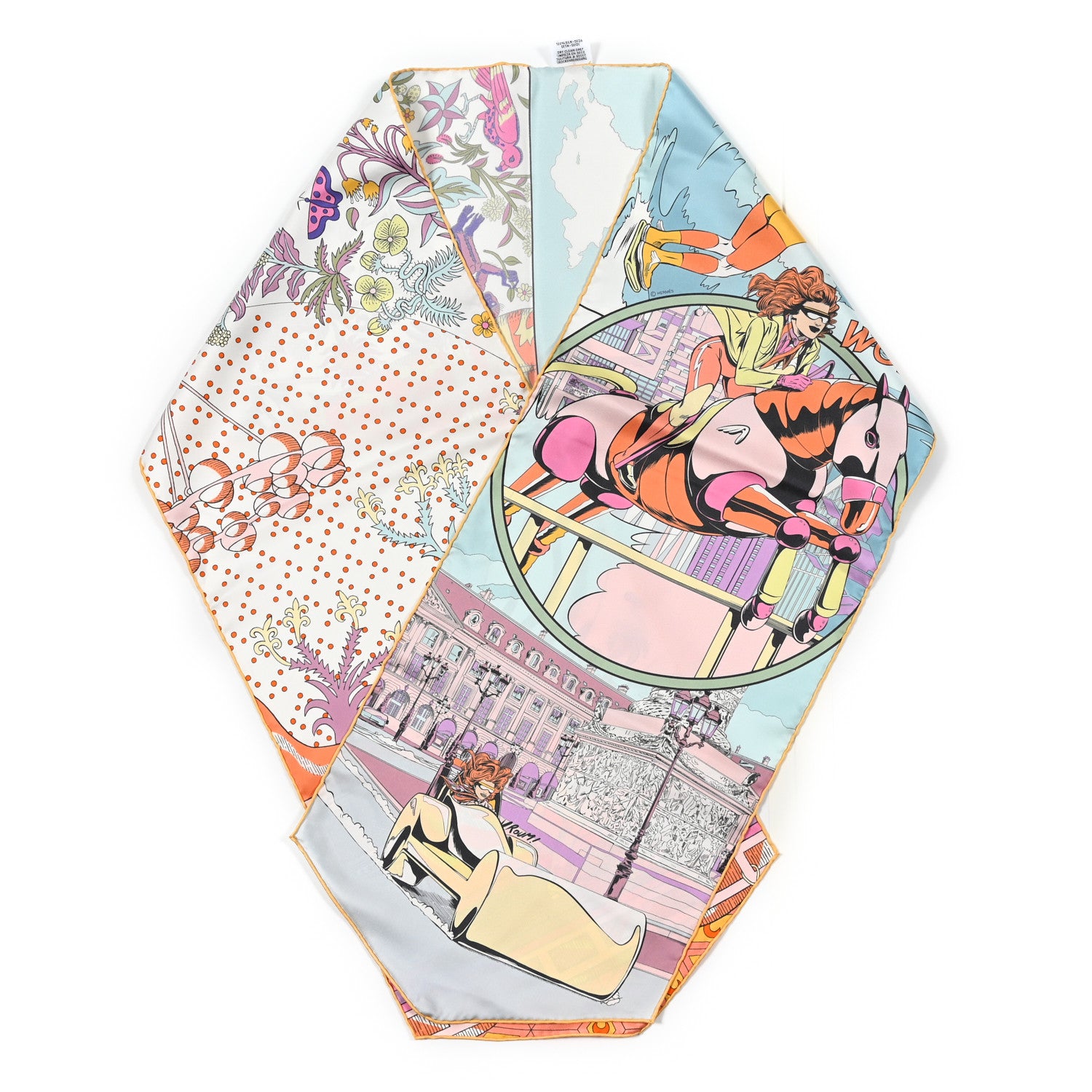 Hermes Silk Le Premier Chant Wow ! Muffler Mauve White Bleu Glacier 1 of 4