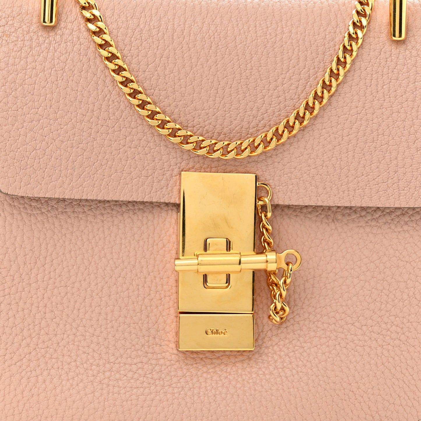Grained Lambskin Mini Drew Shoulder Bag Cement Pink