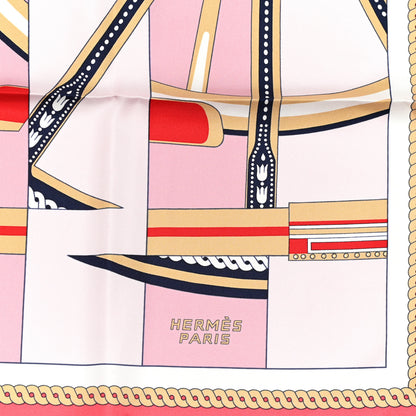 Hermes Silk La Berline Bayadere Scarf 90 Vieux Rose Rouge 2 of 4