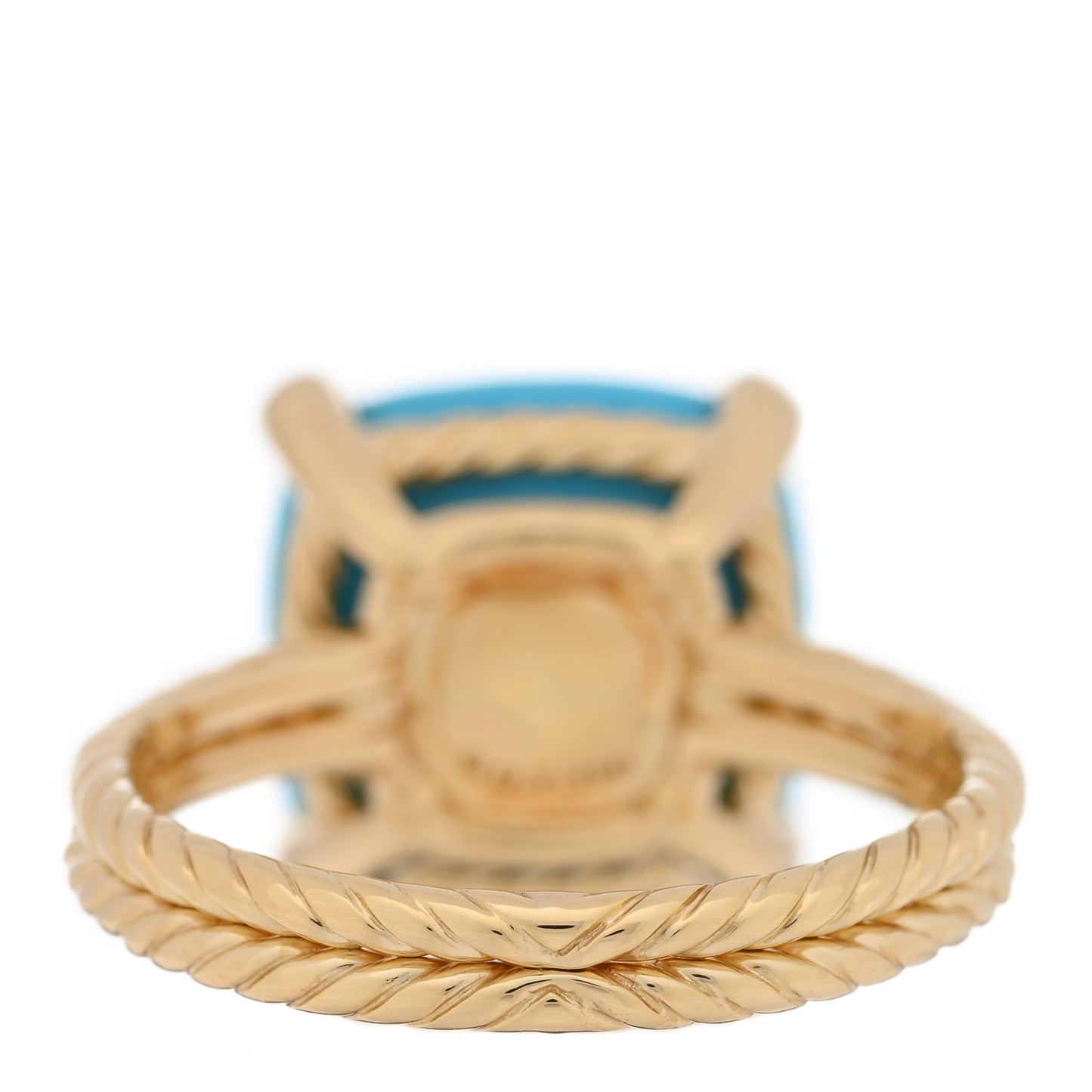 18K Yellow Gold Diamond Turquoise 14mm Chatelaine Ring 63 10.25