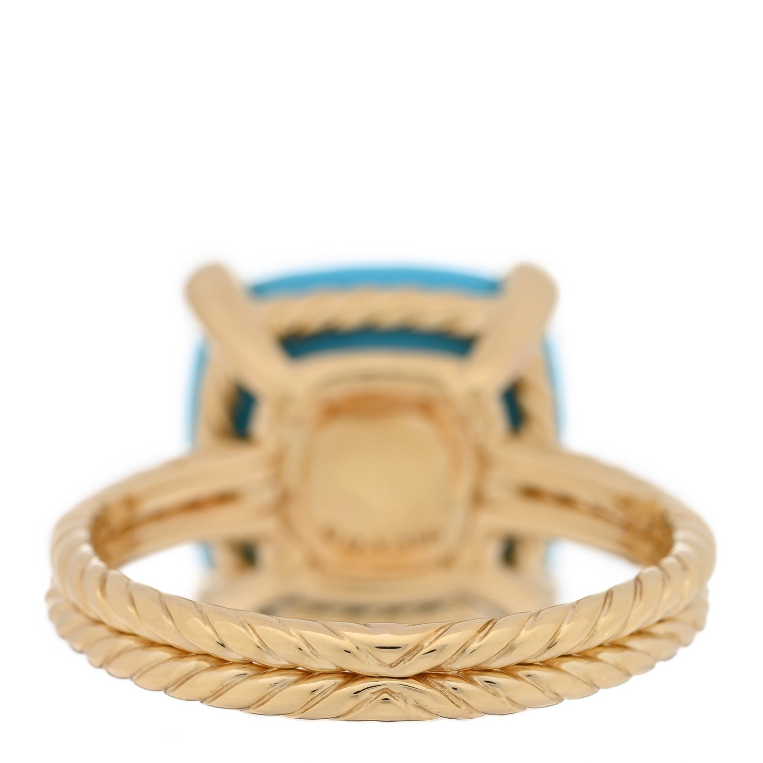 David Yurman 18K Yellow Gold Diamond Turquoise 14mm Chatelaine Ring 63 10.25 3 of 4
