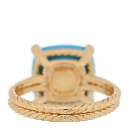 David Yurman 18K Yellow Gold Diamond Turquoise 14mm Chatelaine Ring 63 10.25 3 of 4