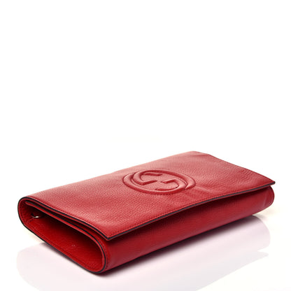 Gucci Pebbled Calfskin Medium Soho Clutch Red 4 of 7