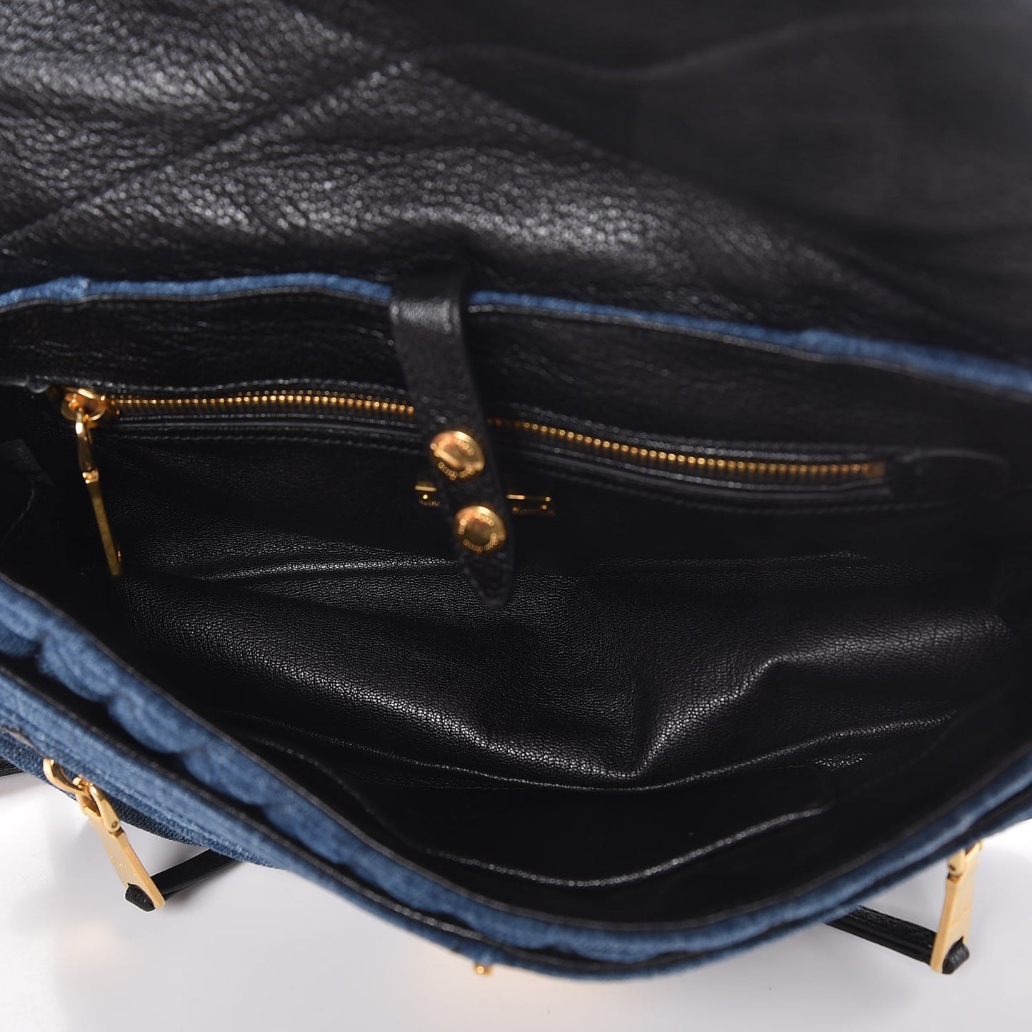 Denim Matelasse Biker Shoulder Bag Avio