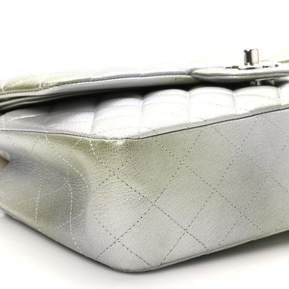 Chanel Metallic Goatskin Quilted Ombre Medium Double Flap Grey Green 9 of 10