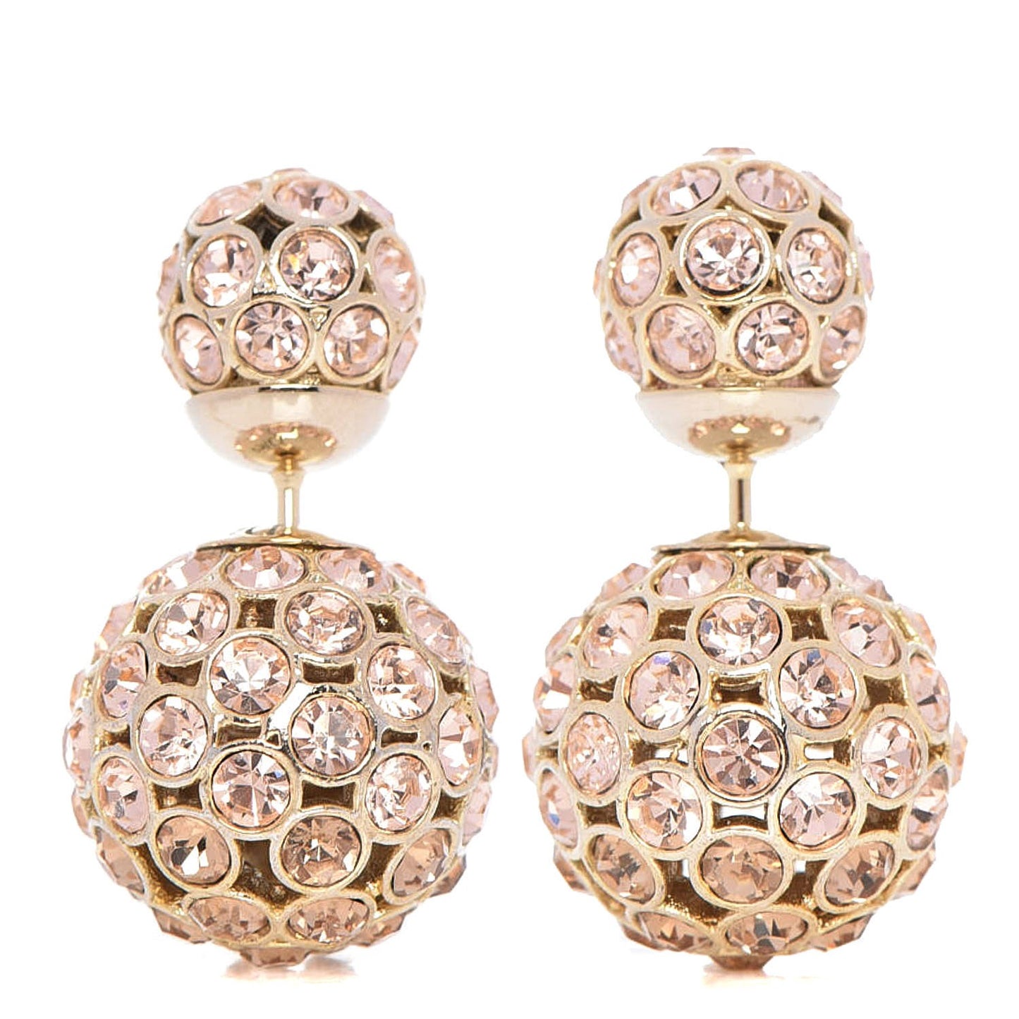 Crystal Mise En Dior Tribal Earrings Light Pink Gold