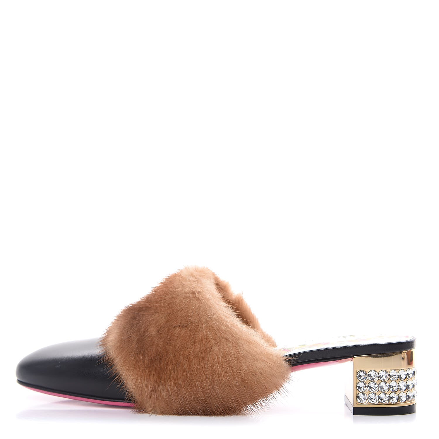 Gucci Mink Malaga Kid Crystal Candy Mules 39 Light Brown Black 1 of 8