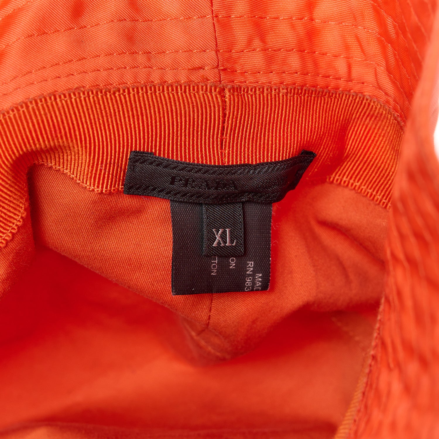 Prada Re-Nylon Metal Triangle Logo Womens Bucket Hat XL Orange 8 of 8