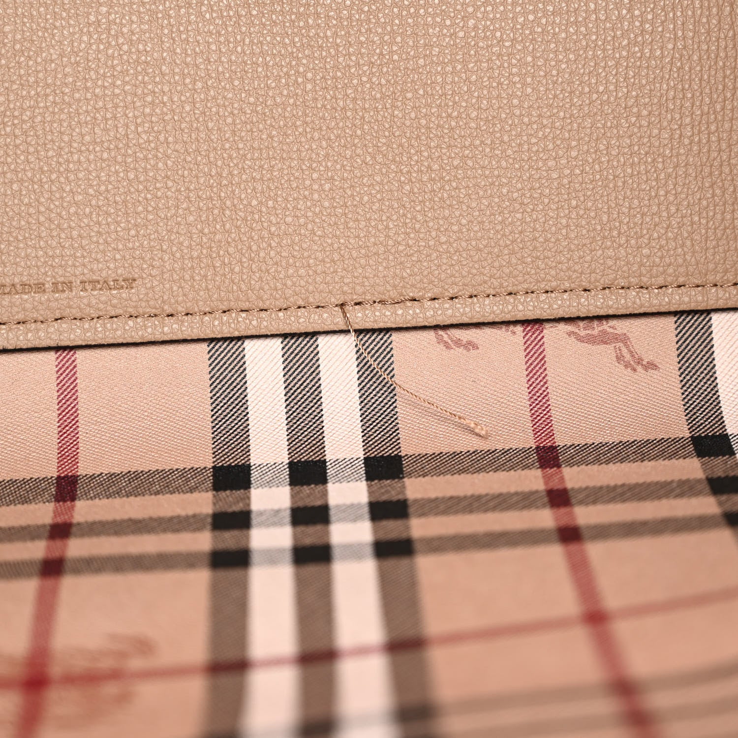 Burberry Grainy Calfskin Haymarket Check Medium Reversible Tote Camel 16 of 16