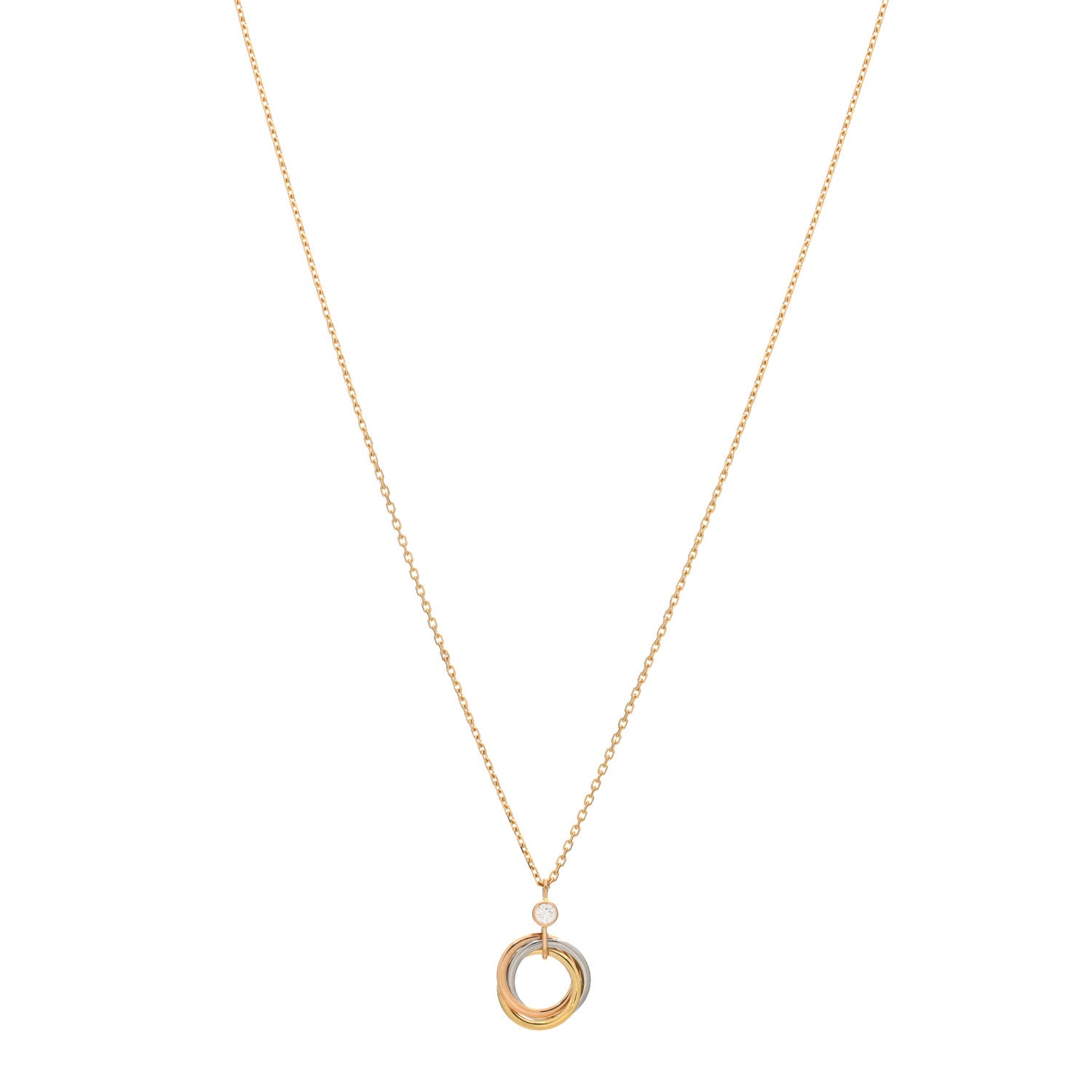 Cartier 18K Pink Yellow White Gold Diamond Trinity Pendant Necklace 1 of 3