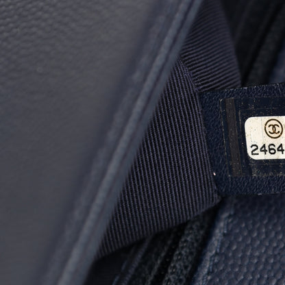 Chanel Caviar Quilted New Medium Boy Flap Dark Navy Blue 7 of 11