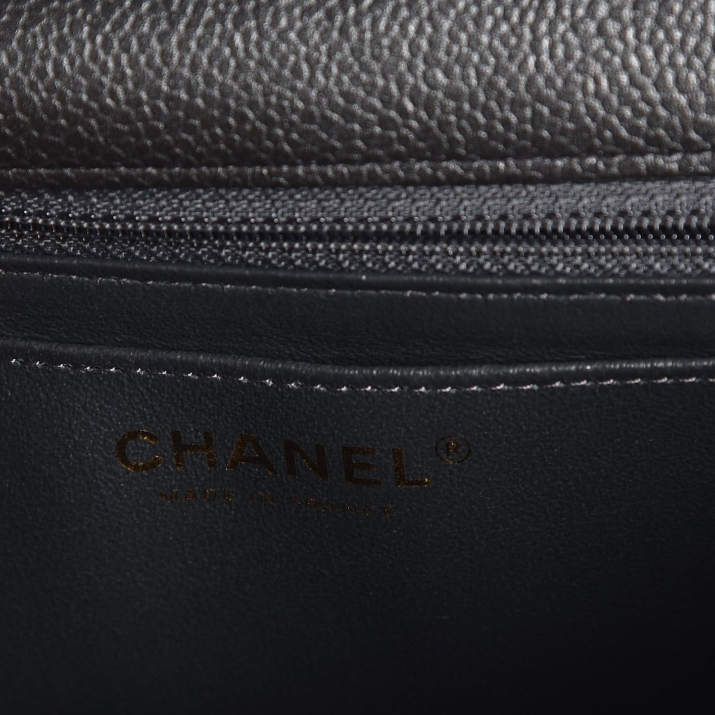 Caviar Quilted Mini Rectangular Flap Dark Charcoal