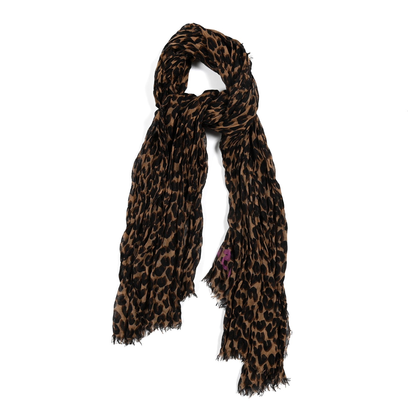 Cashmere Silk Leopard Etole Stole Marron