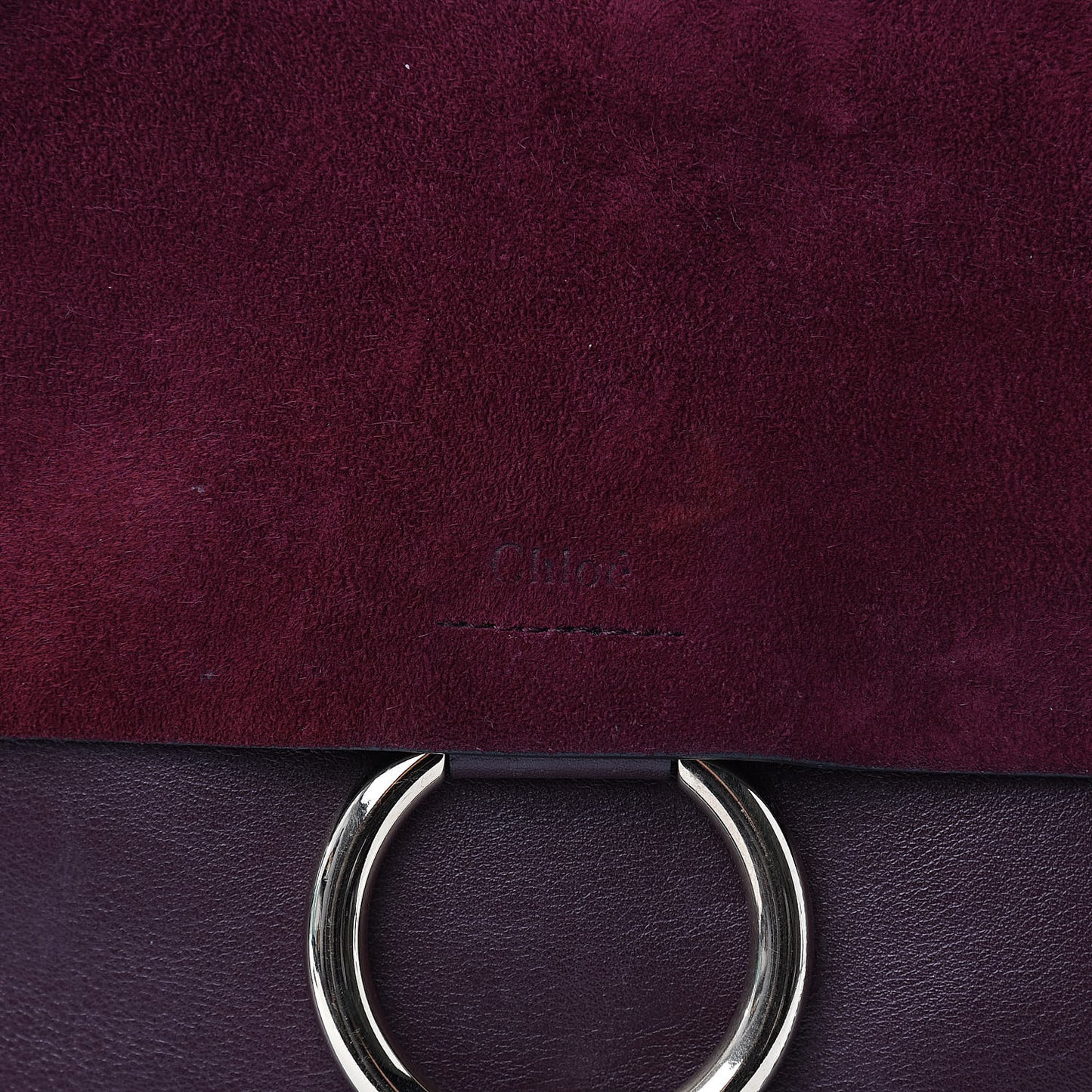 Suede Calfskin Medium Faye Shoulder Bag Dark Purple