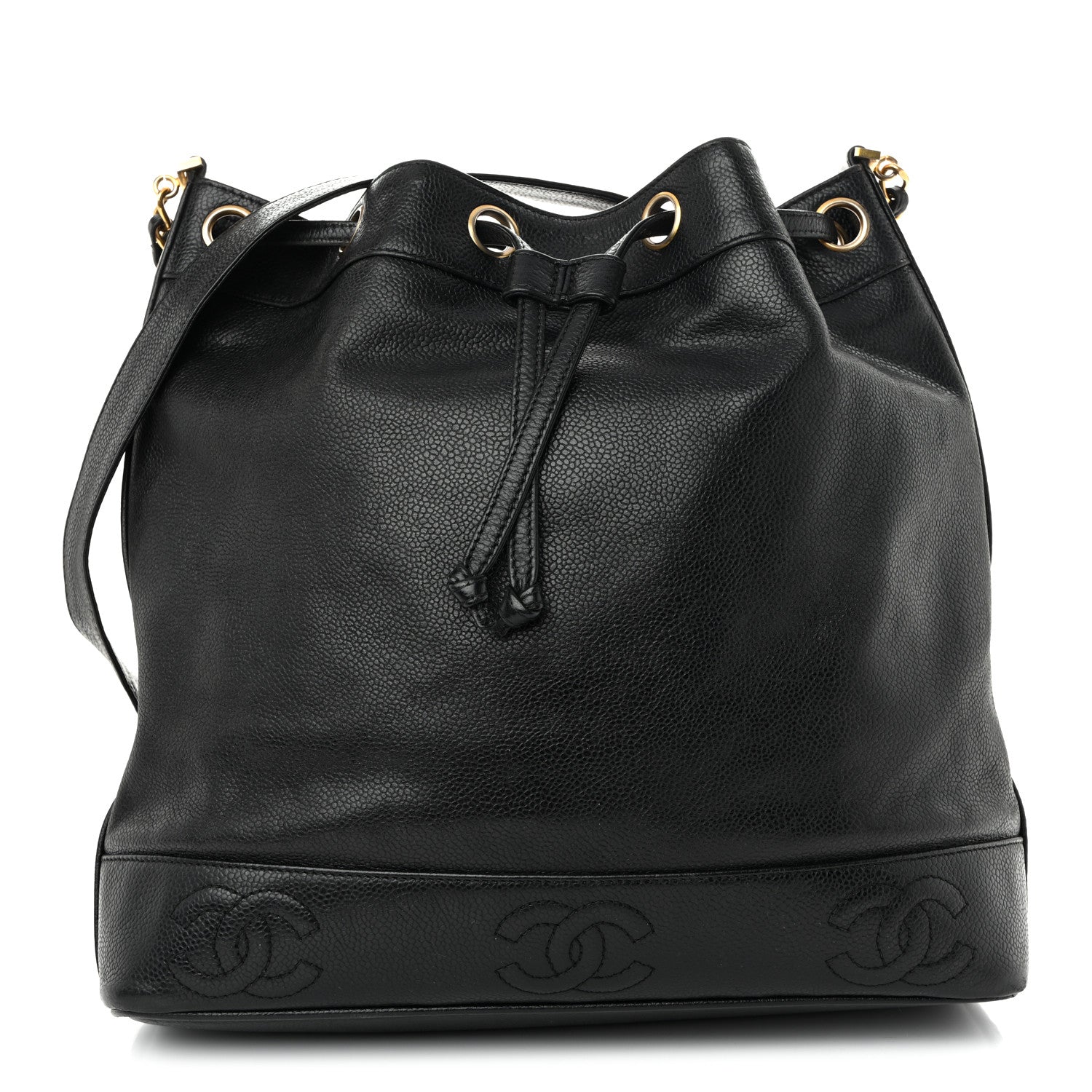 Chanel Caviar CC Drawstring Shoulder Bag Black 1 of 12