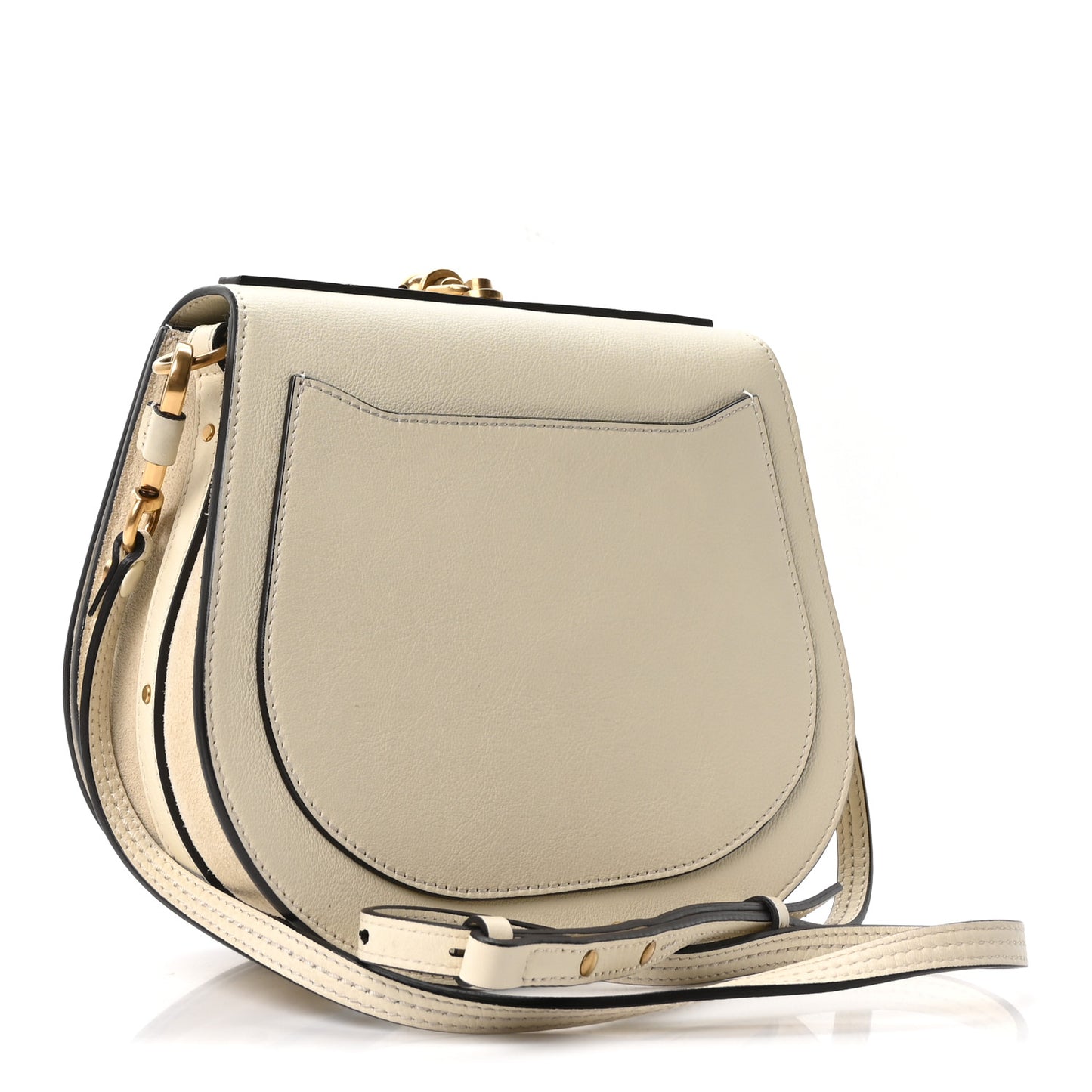 Calfskin Suede Medium Nile Bracelet Bag Off White