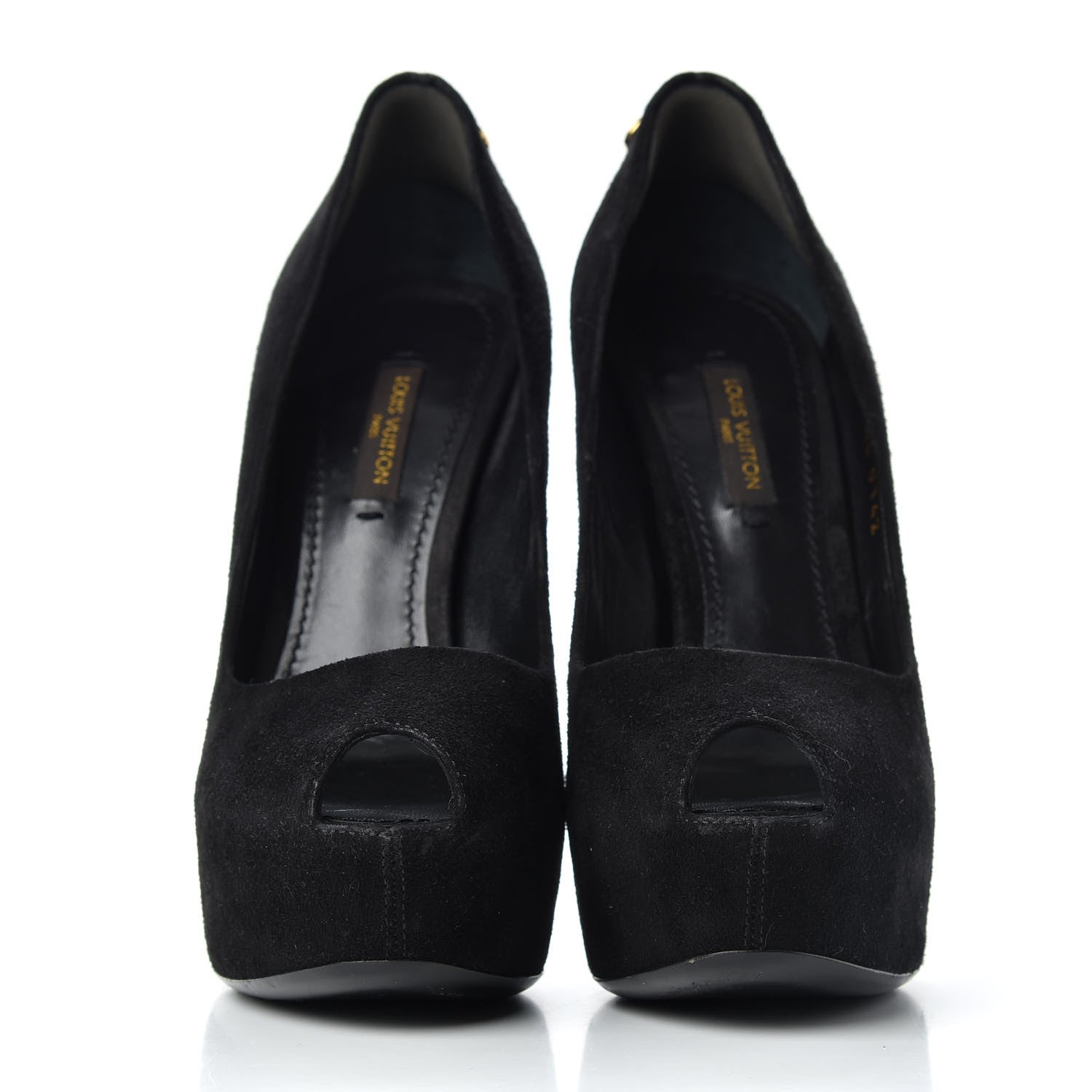 Louis Vuitton Suede Oh Really Peep Toe Pumps 35 Black 2 of 10