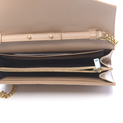 Saint Laurent Grain De Poudre Matelasse Chevron Monogram Chain Wallet Light Taupe 5 of 10