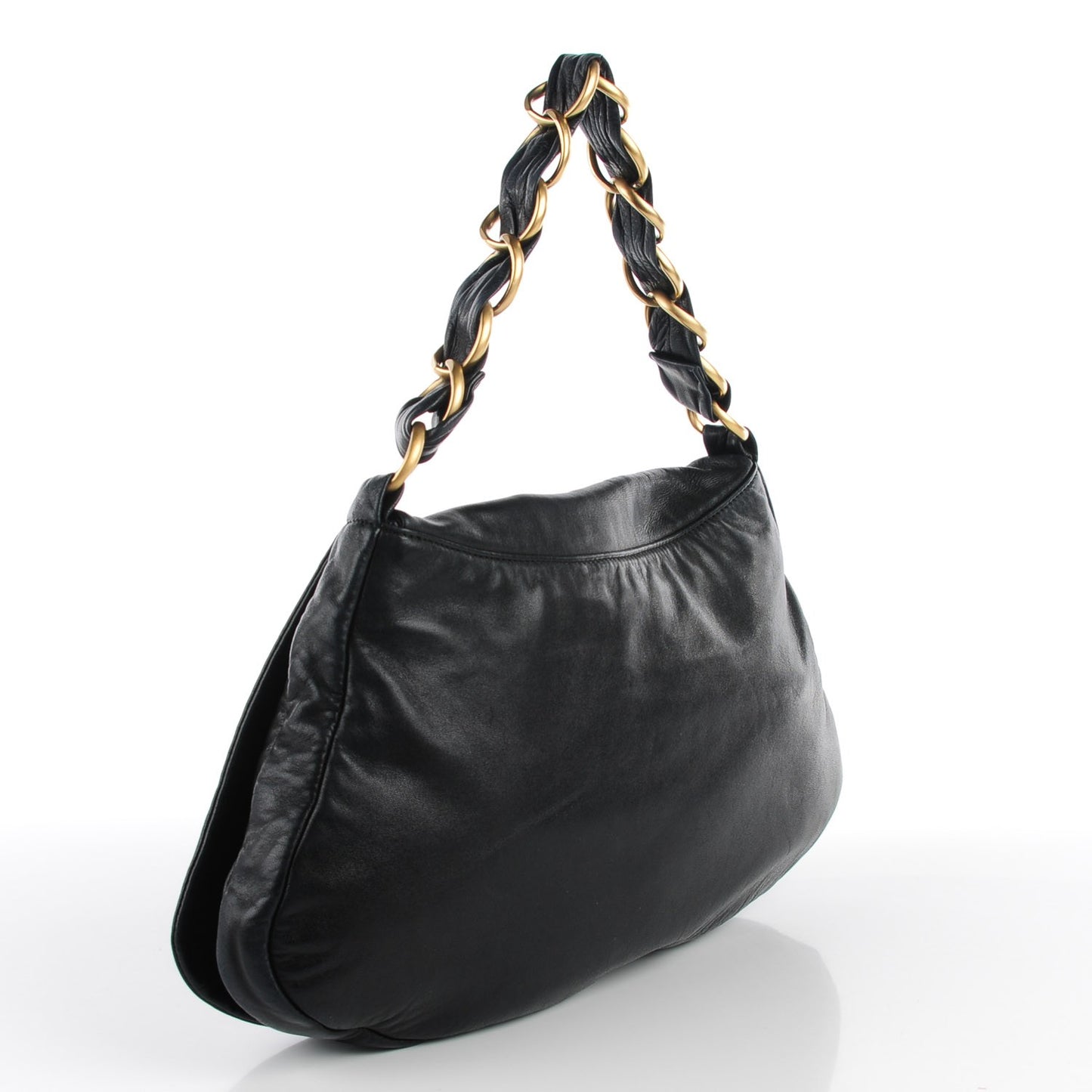 Lambskin Flap Shoulder Bag Black