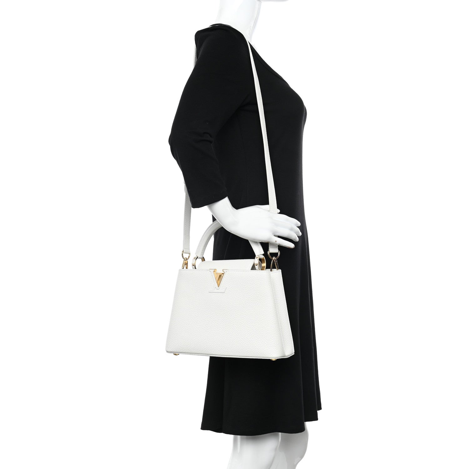 Louis Vuitton Taurillon Capucines BB Snow 2 of 9