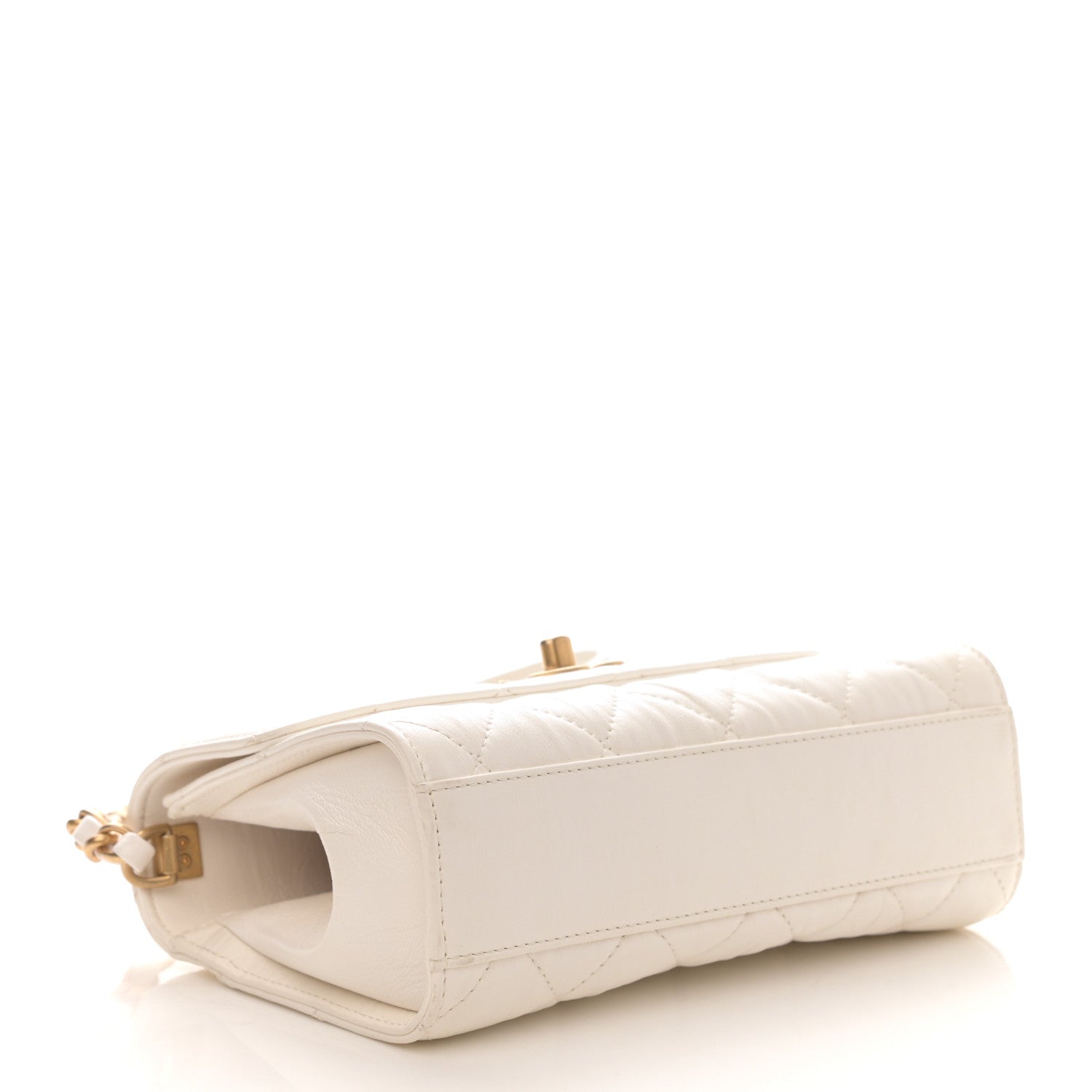 Chanel Crumpled Lambskin Quilted Mini CC Links Top Handle Flap White 4 of 9