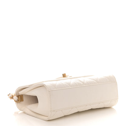 Chanel Crumpled Lambskin Quilted Mini CC Links Top Handle Flap White 4 of 9