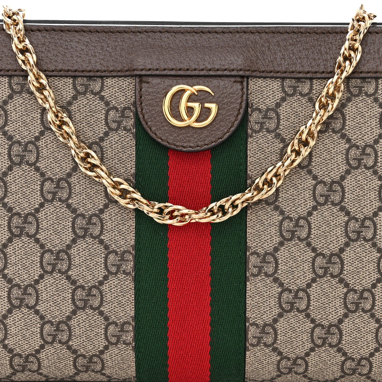 Gucci GG Supreme Monogram Web Small Ophidia Chain Shoulder Bag Brown 8 of 10