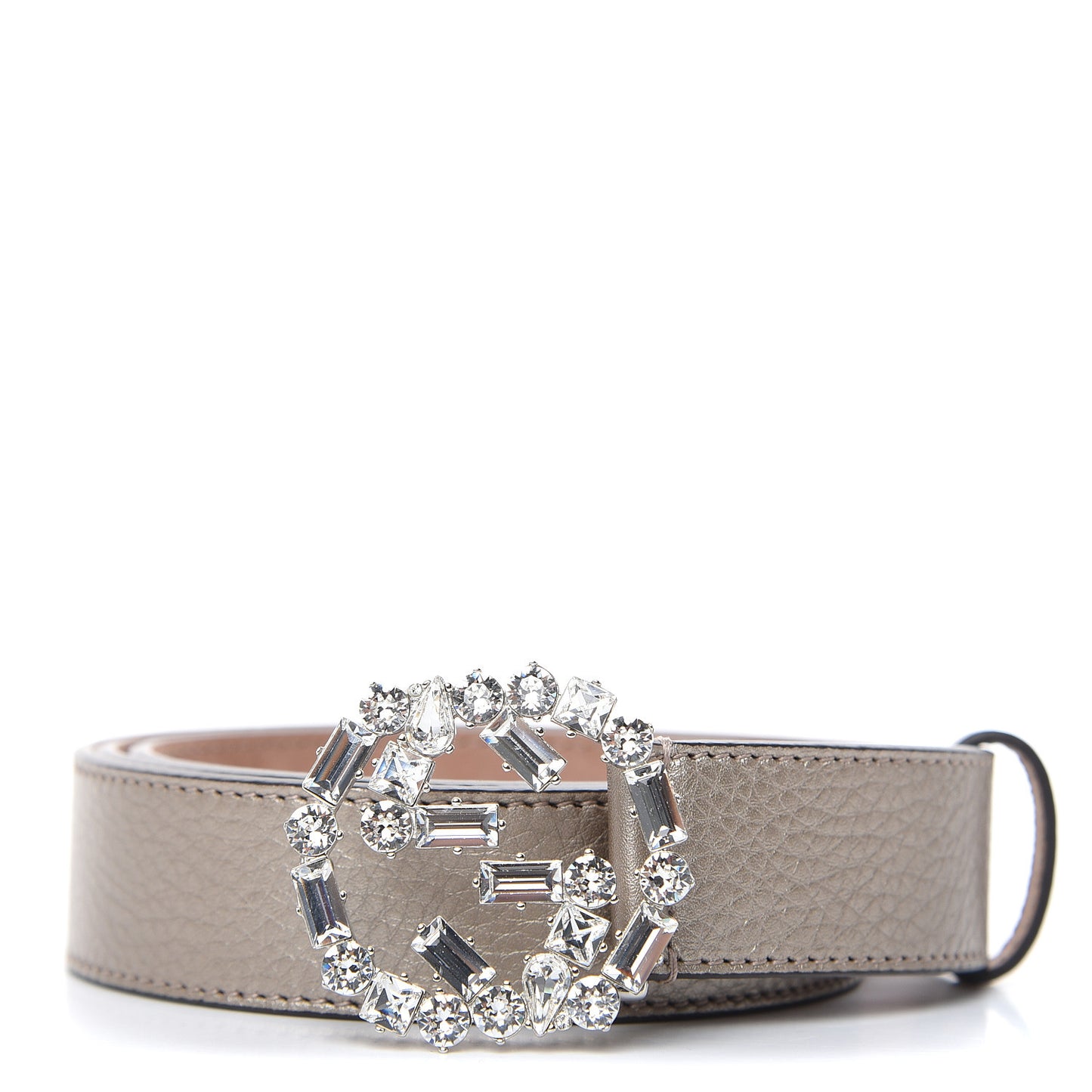 Calfskin Crystal Interlocking G Belt 95 38 Golden Beige