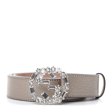 Gucci Calfskin Crystal Interlocking G Belt 95 38 Golden Beige 1 of 7
