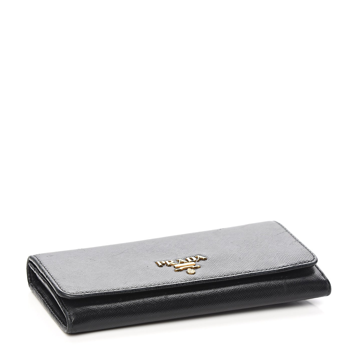 Saffiano Metal Continental Flap Wallet Black