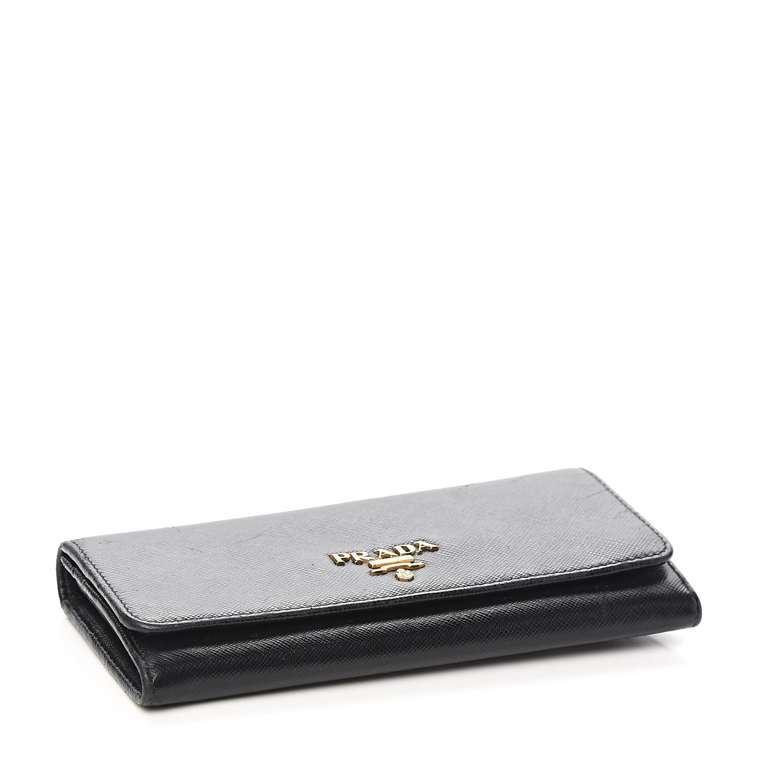 Prada Saffiano Metal Continental Flap Wallet Black 3 of 6
