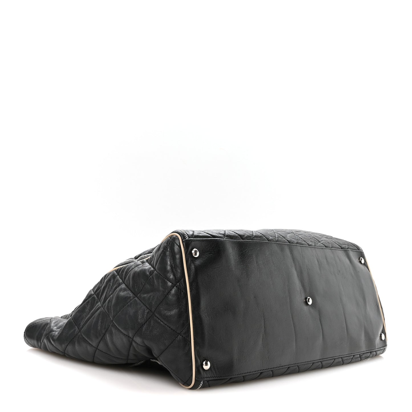 Lambskin Quilted Large East West Tote Black