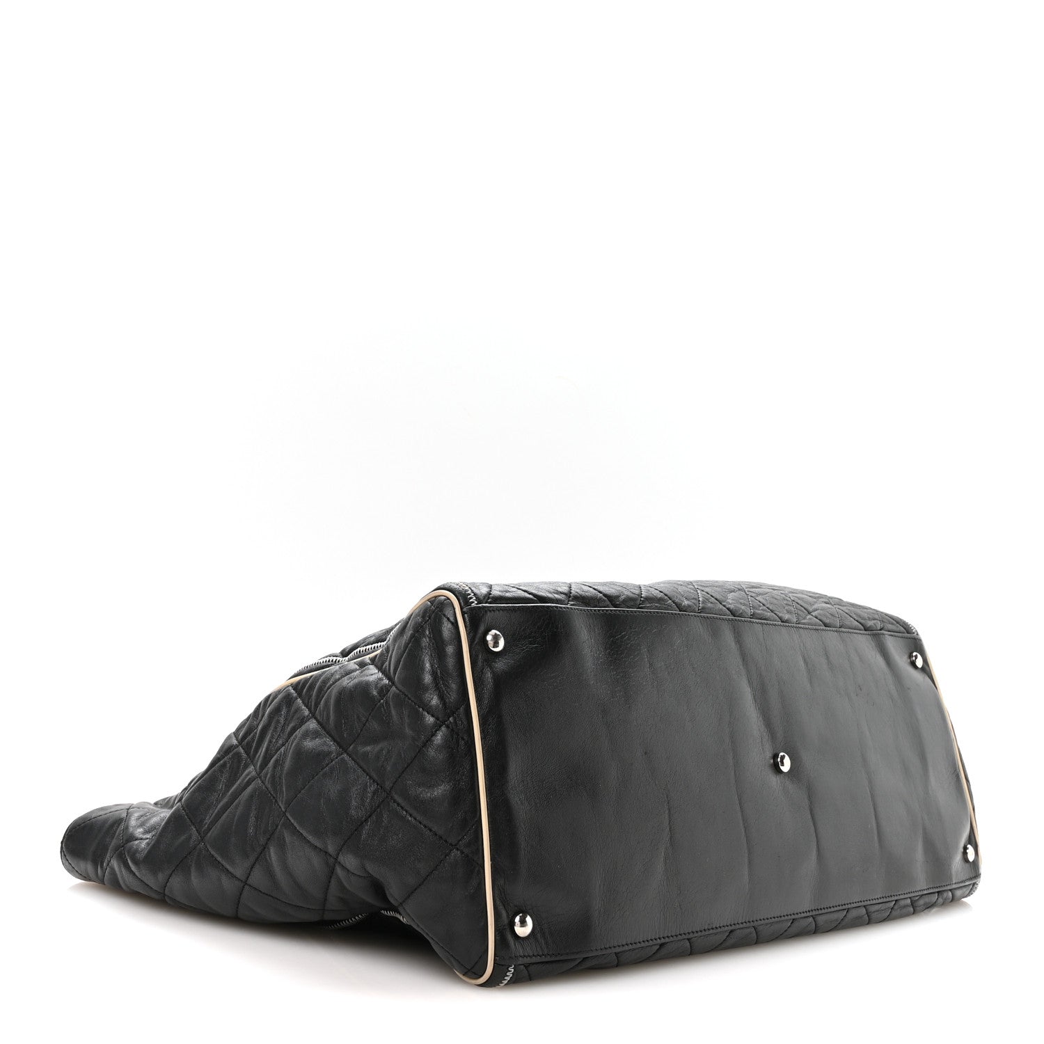 Chanel Lambskin Quilted Large East West Tote Black 3 of 9