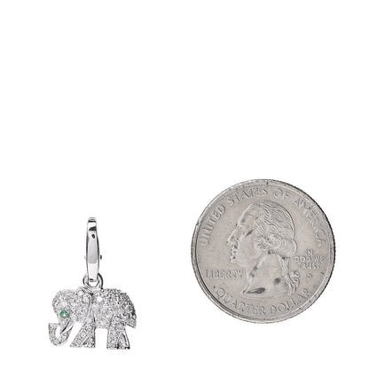 Cartier 18K White Gold Diamond Emerald Elephant Charm 2 of 3