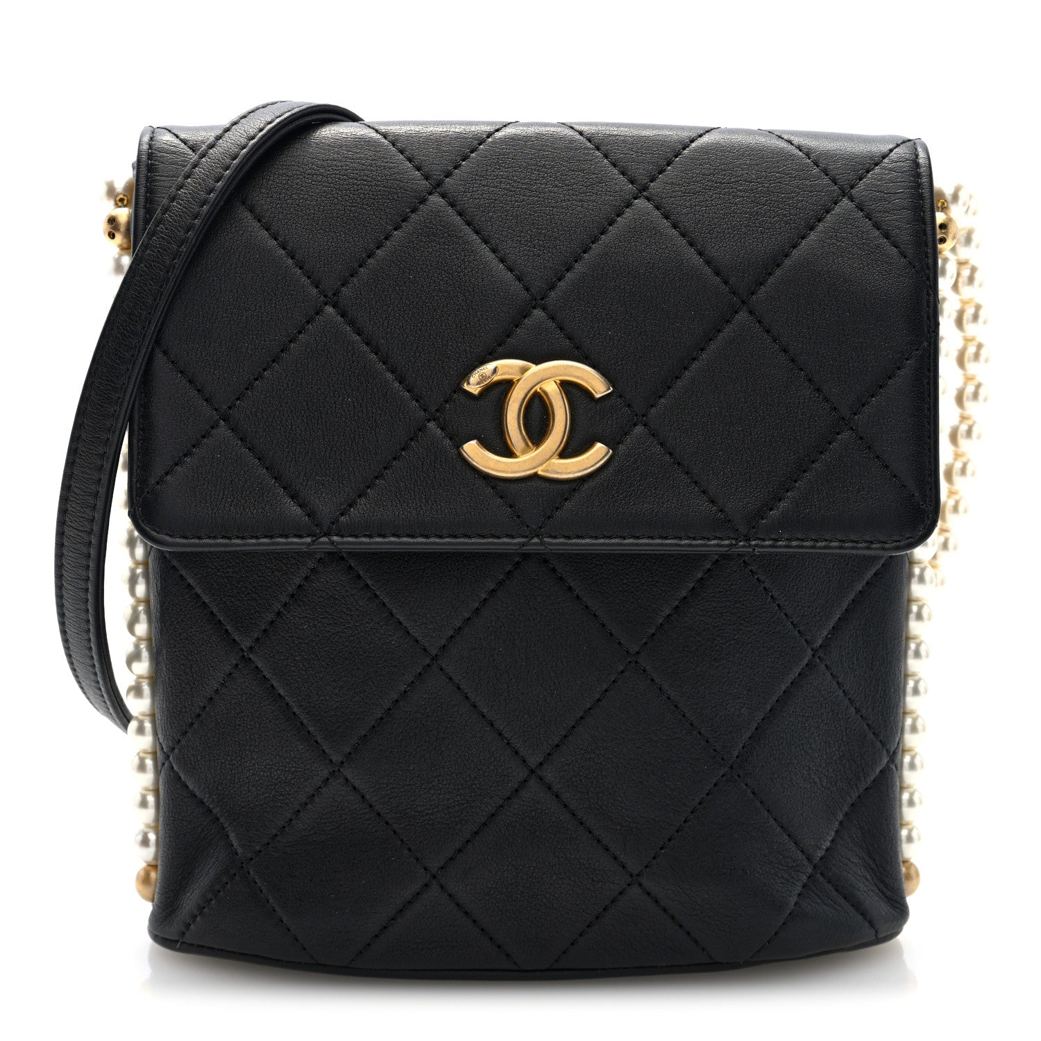 Chanel Calfskin Quilted Pearl Small About Pearls Hobo Bag Black 1 of 10