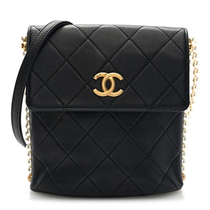 Chanel Calfskin Quilted Pearl Small About Pearls Hobo Bag Black 1 of 10