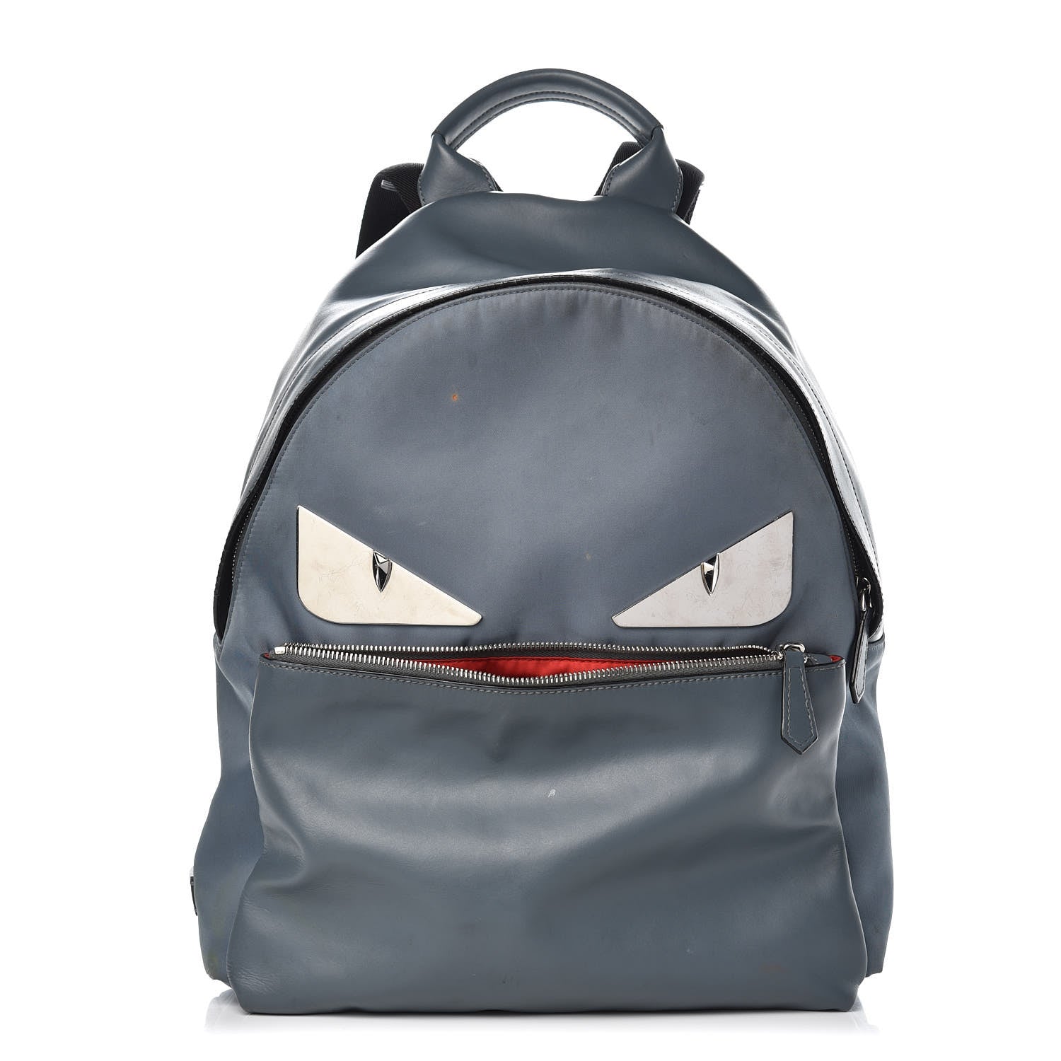 Fendi Nylon Vitello Liberty Metal Monster Eyes Rounded Backpack Tempesta 1 of 16