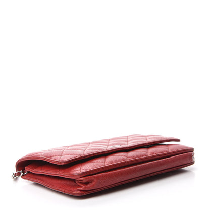 Chanel Caviar Quilted Wallet On Chain WOC Dark Red 4 of 16
