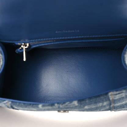 Balenciaga Denim BB Monogram Small Hourglass Top Handle Bag Blue 5 of 10
