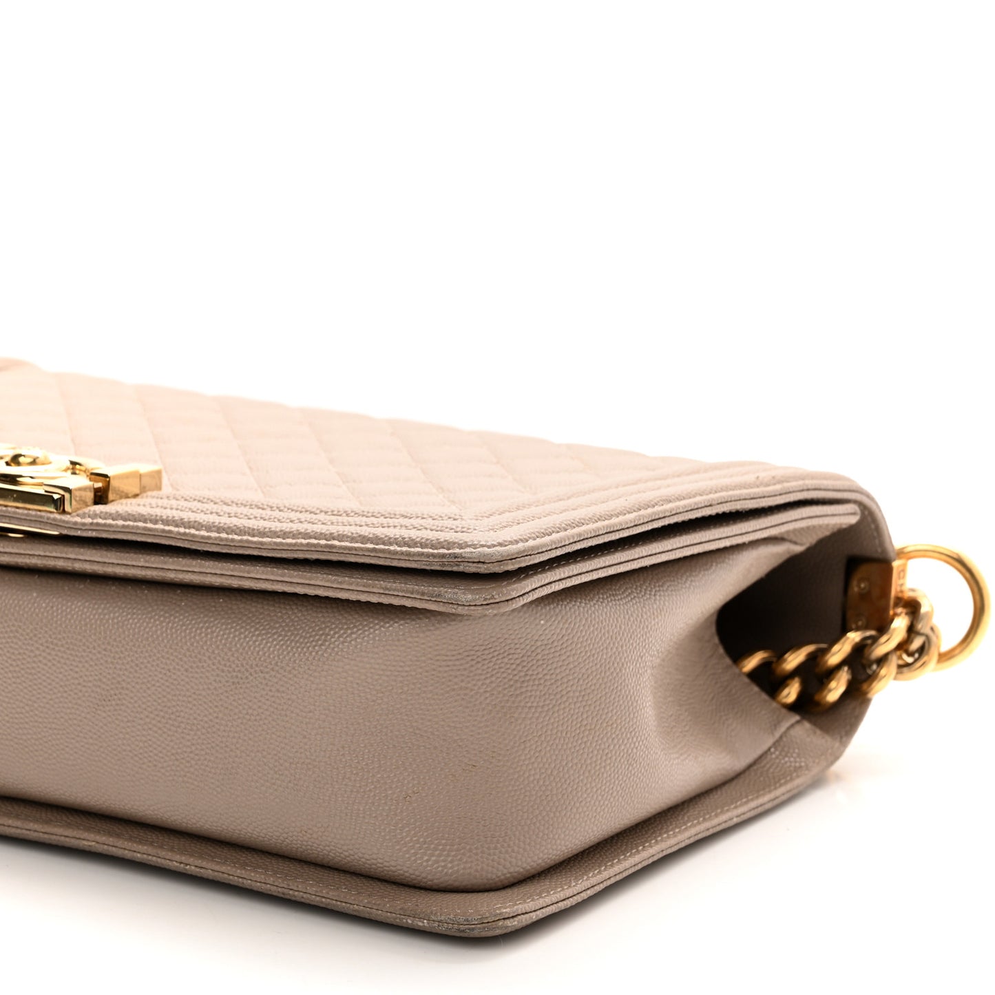 Caviar Quilted New Medium Boy Flap Dark Beige