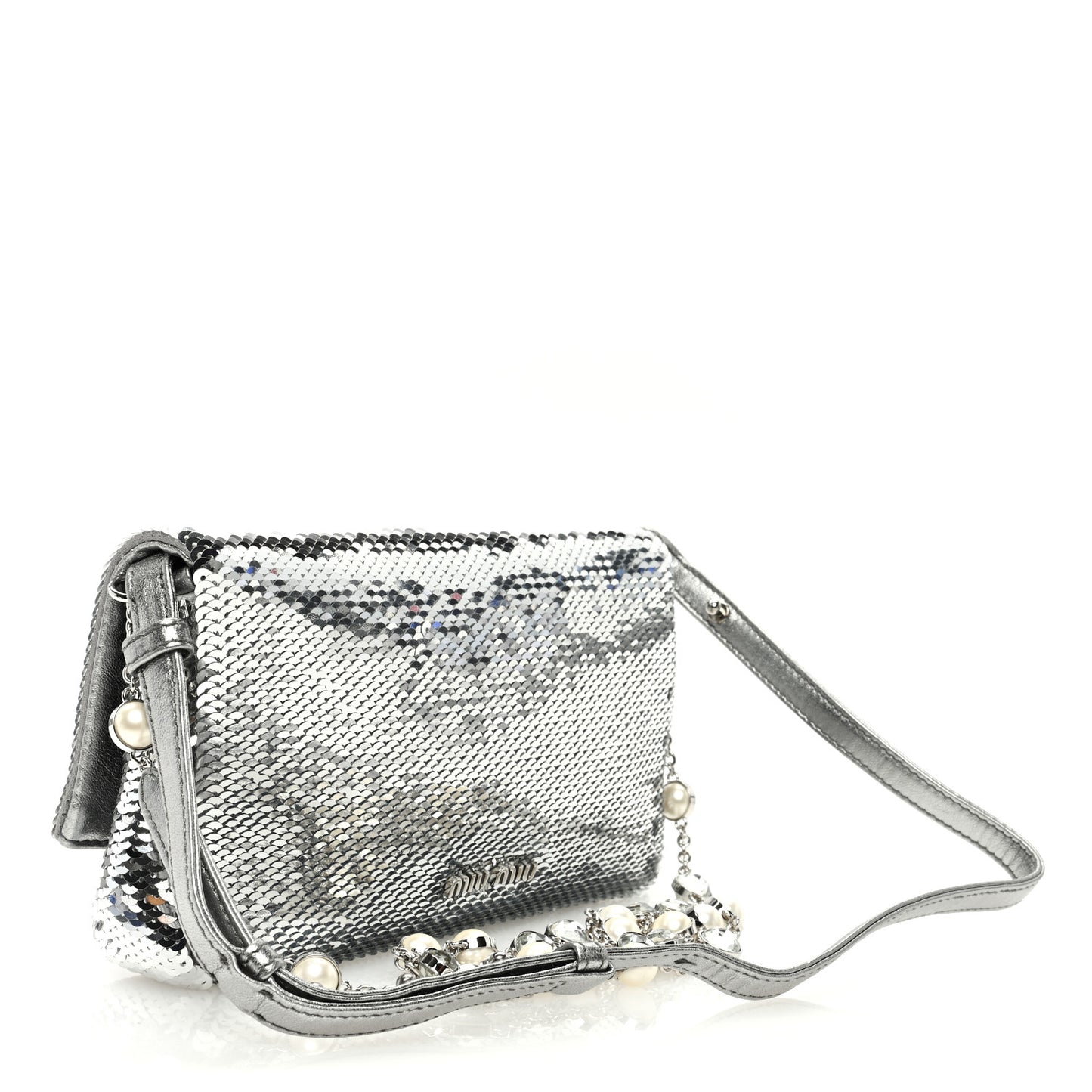 Paillettes Crystal Sequin Flap Argento