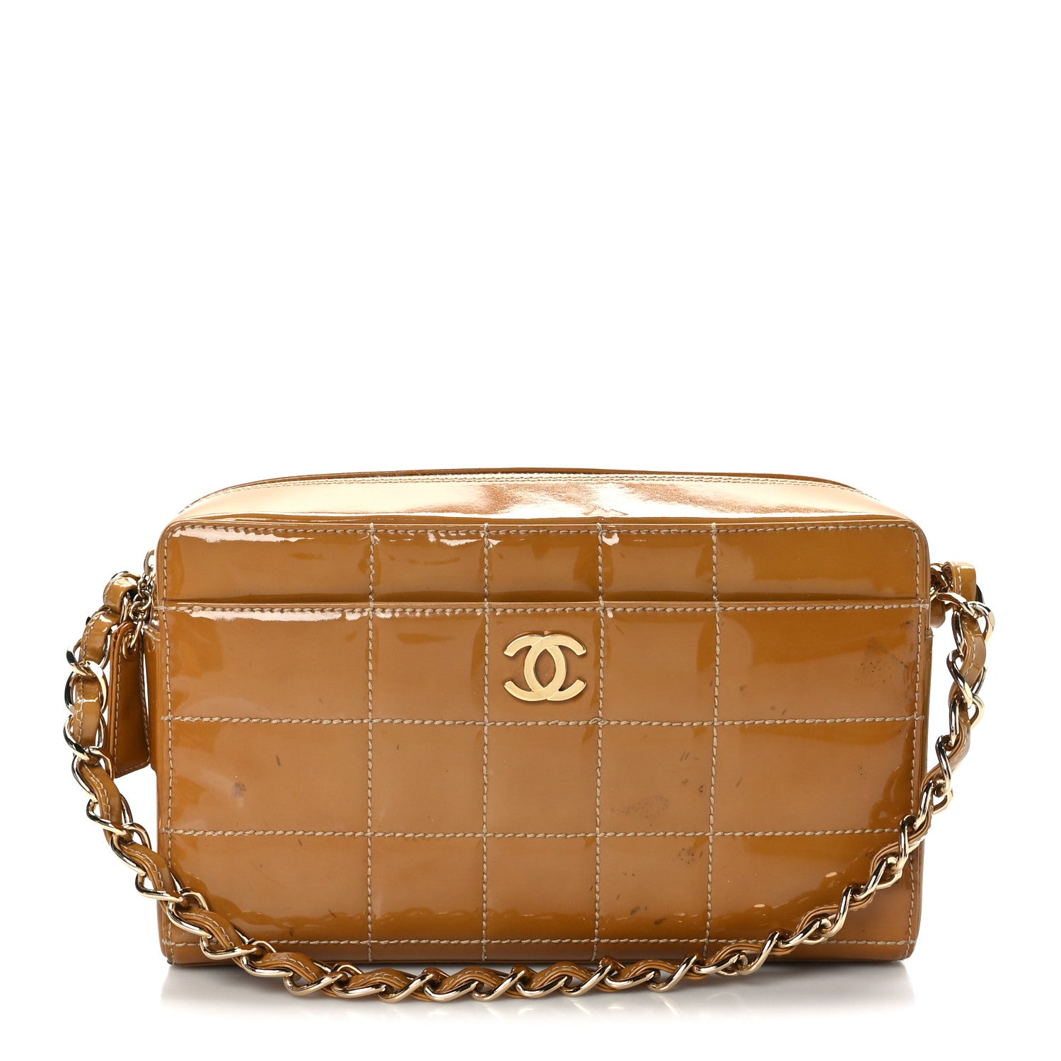 Chanel Patent Quilted Chocolate Bar Beige 1 of 10