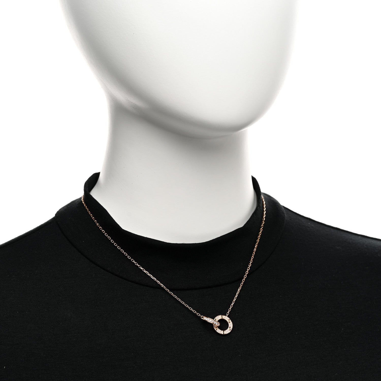 Cartier 18K Pink Gold Diamond Interlocking LOVE Paved Necklace 2 of 5