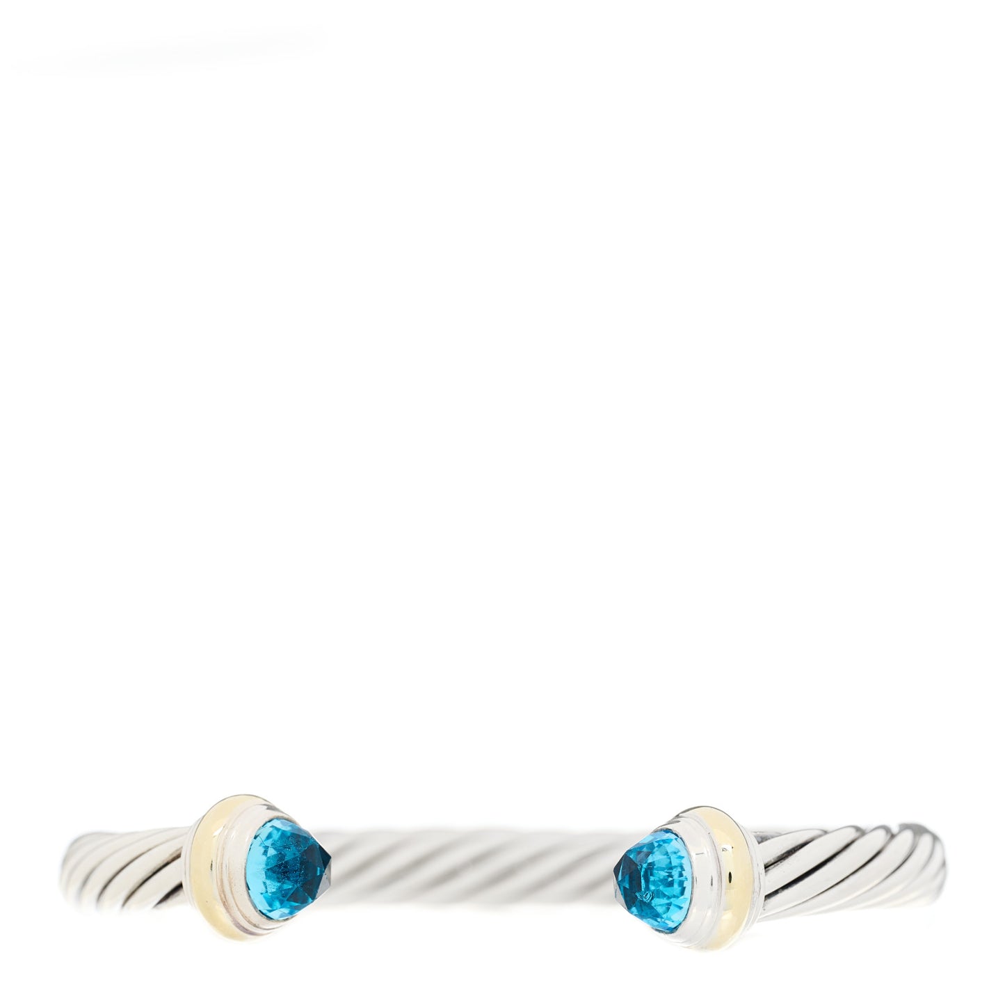 Sterling Silver 14K Yellow Gold Blue Topaz 7mm Cable Classics Bracelet